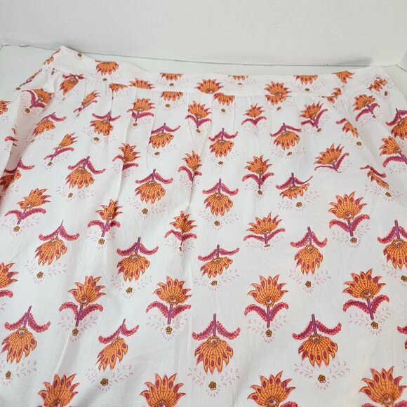 J Crew Women Floral Boho Skirt Midi Peasant Cotton Size 18 White Pink Orange - Picture 10 of 15